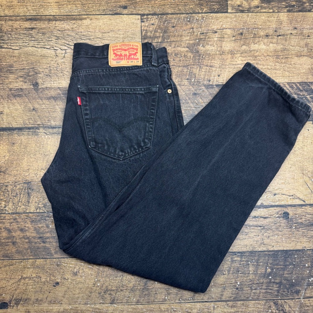Levi Strauss Co 550 Mens Black Relaxed Fit Jeans Size 36x31